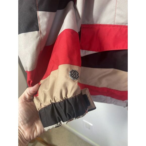 Special Blend Mens Snowboard Jacket Size Small Red Black Tan Color block Pockets - Picture 6 of 16